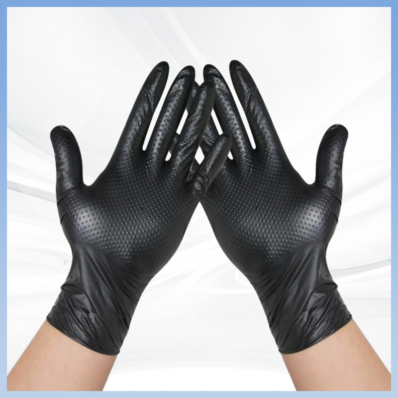OEM Przemysłowa rękawiczka mechaniczna Diamentowa uchwyt teksturowana rękawiczka Custom Pattern Box Black Custom Mechanical Rubber Gloves Nitril